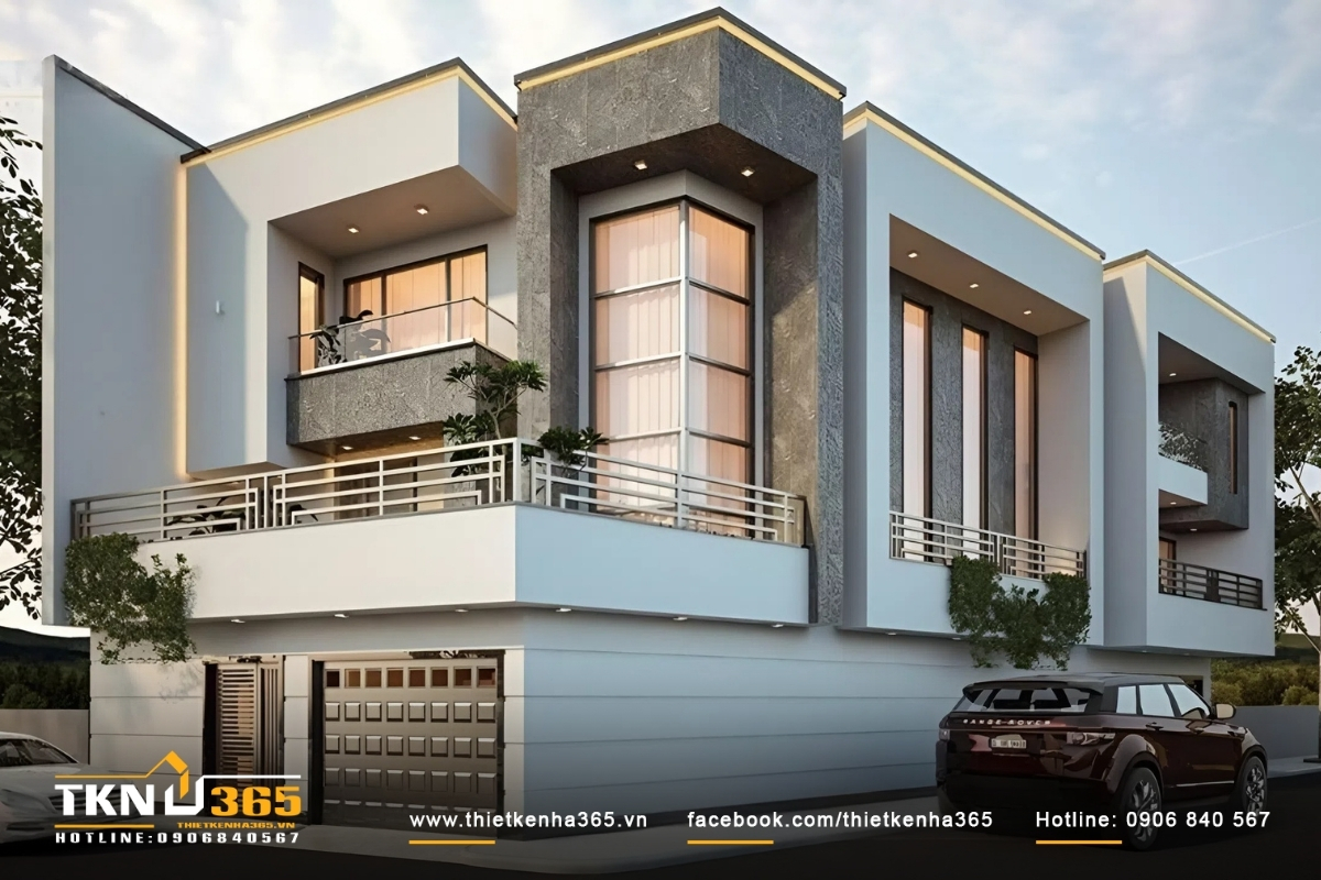 Mặt tiền nhà phố 2 tầng với thiết kế cao ráo, mặt hông trổ cửa sổ, dùng để kinh doanh quán cafe