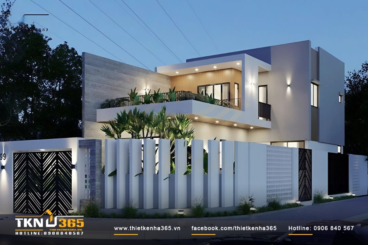 Thiết kế nhà ống 2 mặt tiền theo không gian mở với cửa kính lớn ở mặt tiền và mặt hông