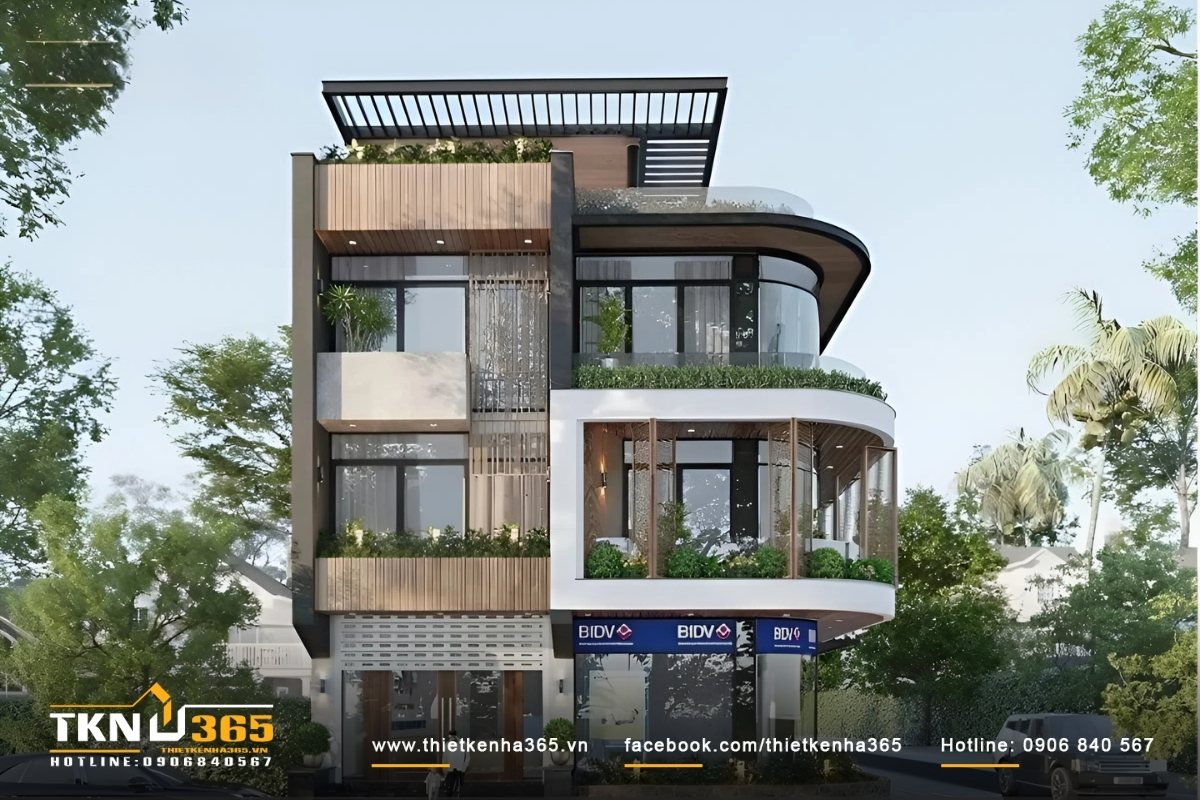 Thiết kế nhà có 2 mặt tiền kinh doanh 3 tầng phong cách hiện đại, được nhiều người ưa chuộng