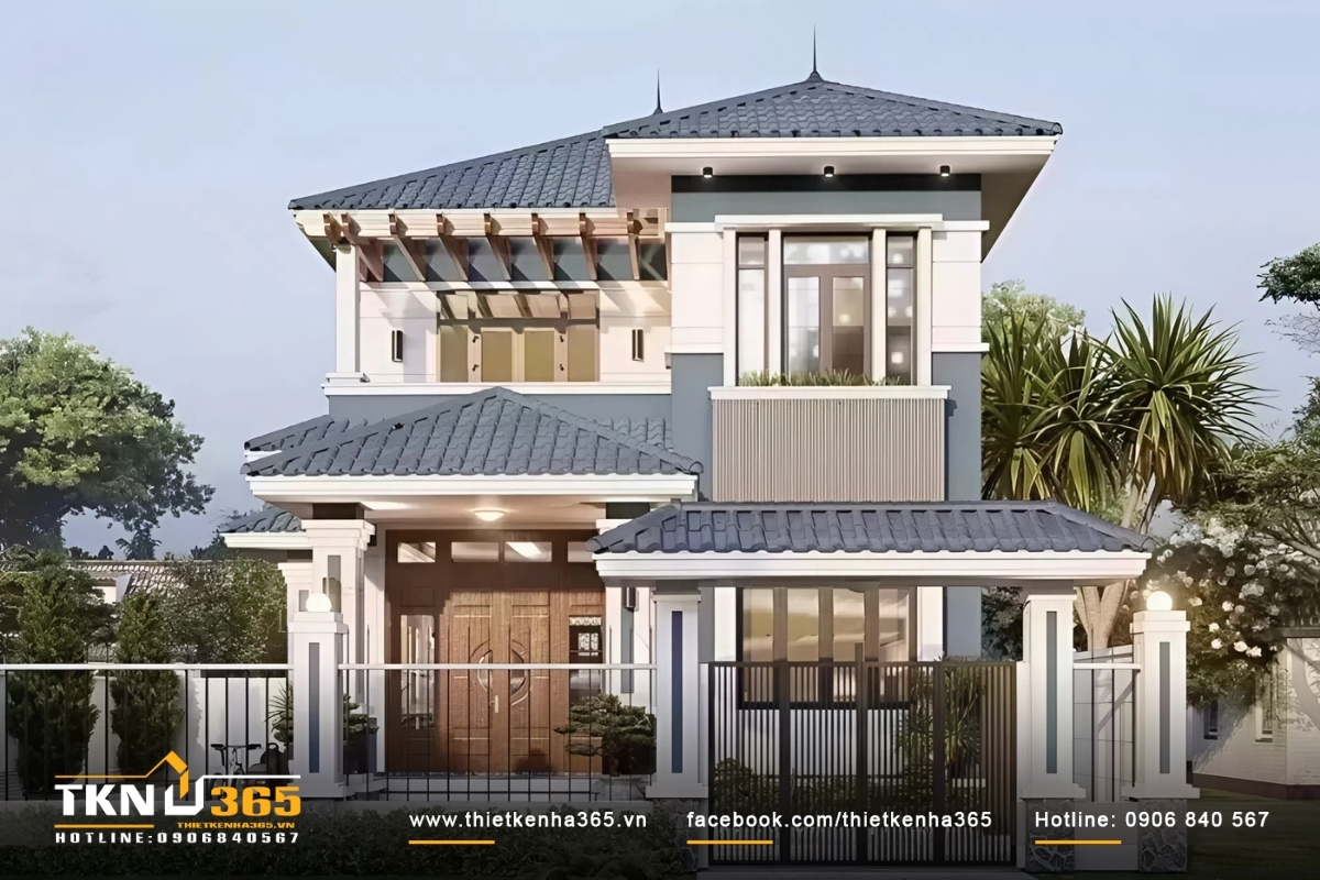 Thiết kế nhà diện tích 100m2 2 tầng tân cổ điển