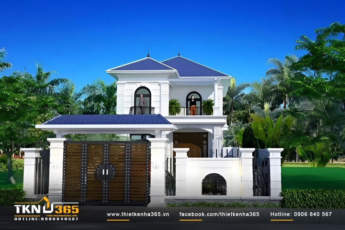 Thiết kế ngoại thất nhà 2 tầng 100m2 nguy nga như biệt thự