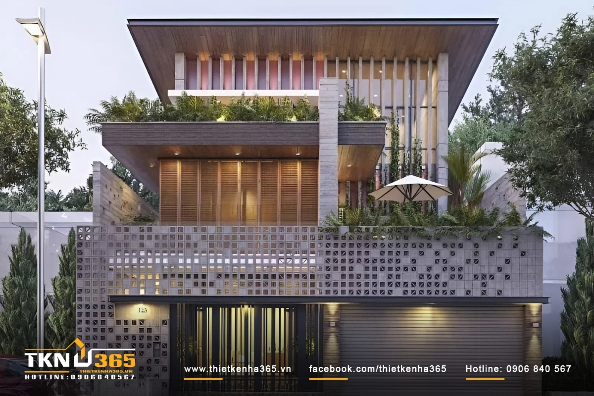 Nhà 2 tầng 100m2 3 phòng ngủ hiện đại có gara ô tô