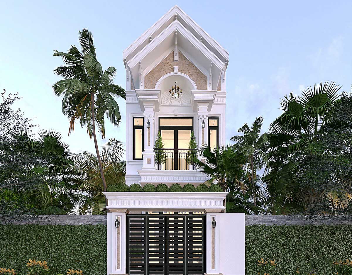 Mẫu thiết kế nhà 2 tầng 6x15 với phong cách tân cổ điển Mẫu thiết kế nhà 2 tầng 6x15 với phong cách tân cổ điển