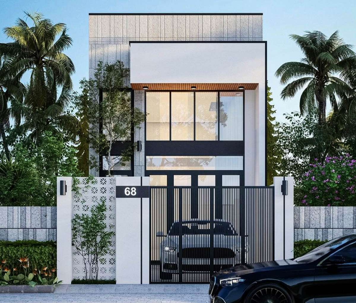 Mẫu thiết kế nhà 2 tầng 6x15 có giếng trời đẹp hiện đại, nhiều cây xanh Mẫu thiết kế nhà 2 tầng 6x15 có giếng trời đẹp hiện đại, nhiều cây xanh