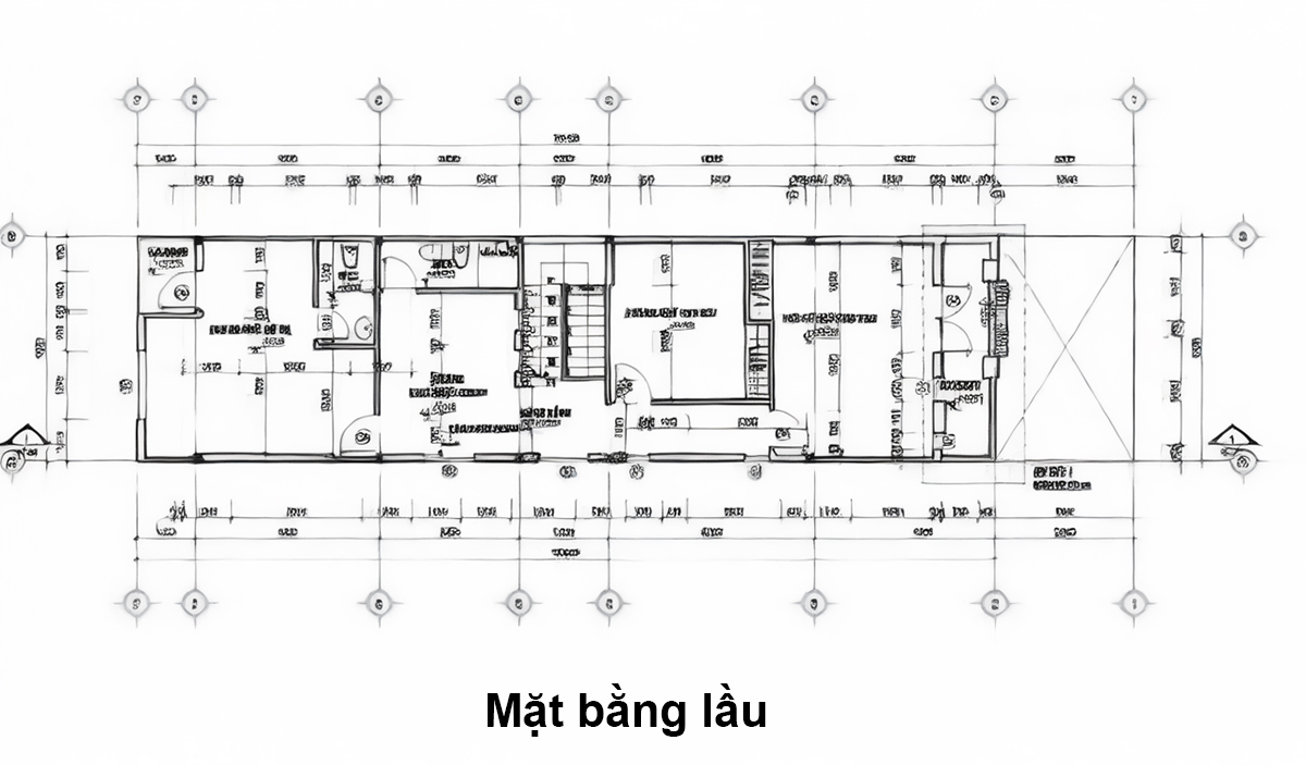 Bản vẽ mẫu thiết kế nhà 2 tầng 6x15 có giếng trời - Mặt bằng lầu Bản vẽ mẫu thiết kế nhà 2 tầng 6x15 có giếng trời - Mặt bằng lầu