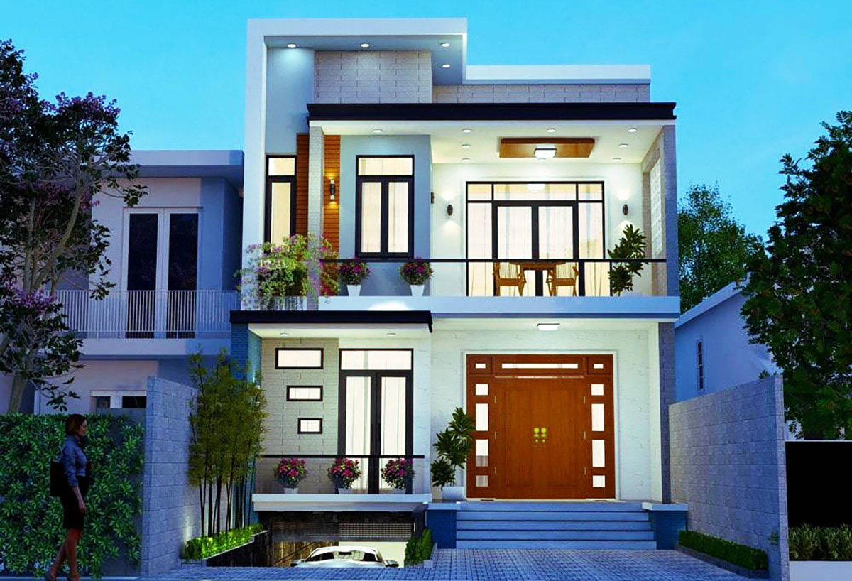 Mẫu thiết kế nhà 2 tầng 6x15 có tầng bán hầm Mẫu thiết kế nhà 2 tầng 6x15 có tầng bán hầm