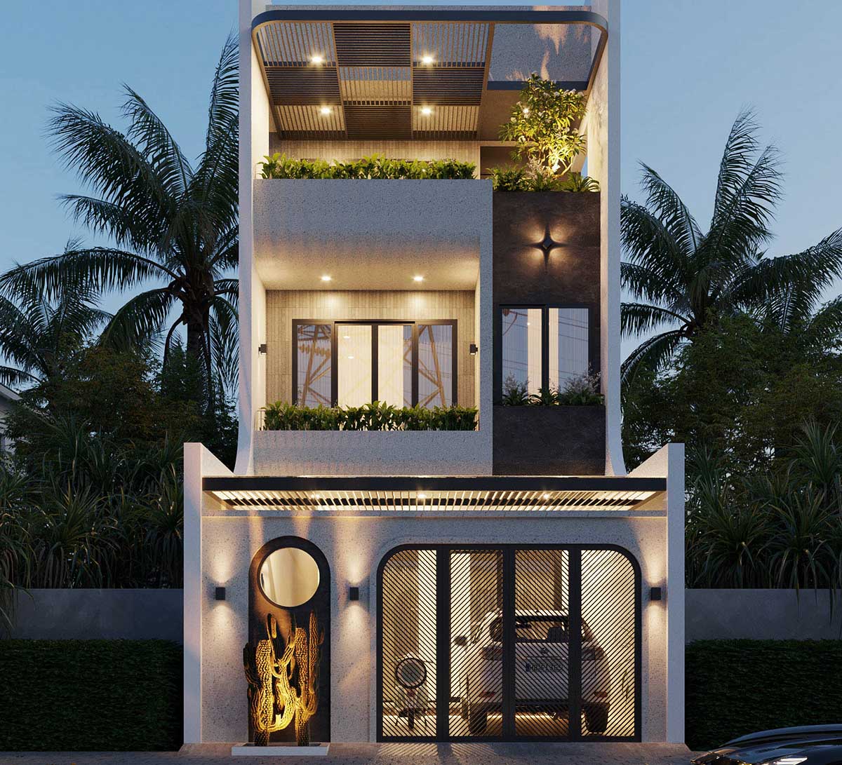 Mẫu thiết kế nhà 2 tầng 6x15 có gara để ô tô Mẫu thiết kế nhà 2 tầng 6x15 có gara để ô tô