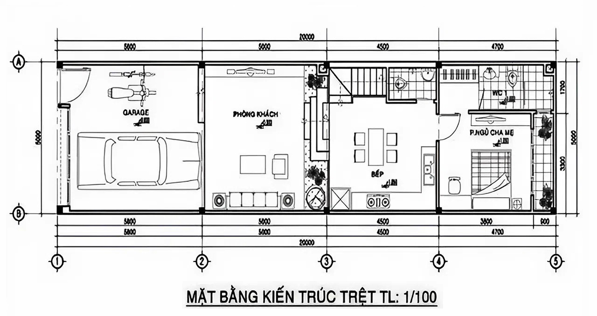 Bố trí mặt bằng công năng tầng trệt của nhà 2 tầng 6x15m Bố trí mặt bằng công năng tầng trệt của nhà 2 tầng 6x15m