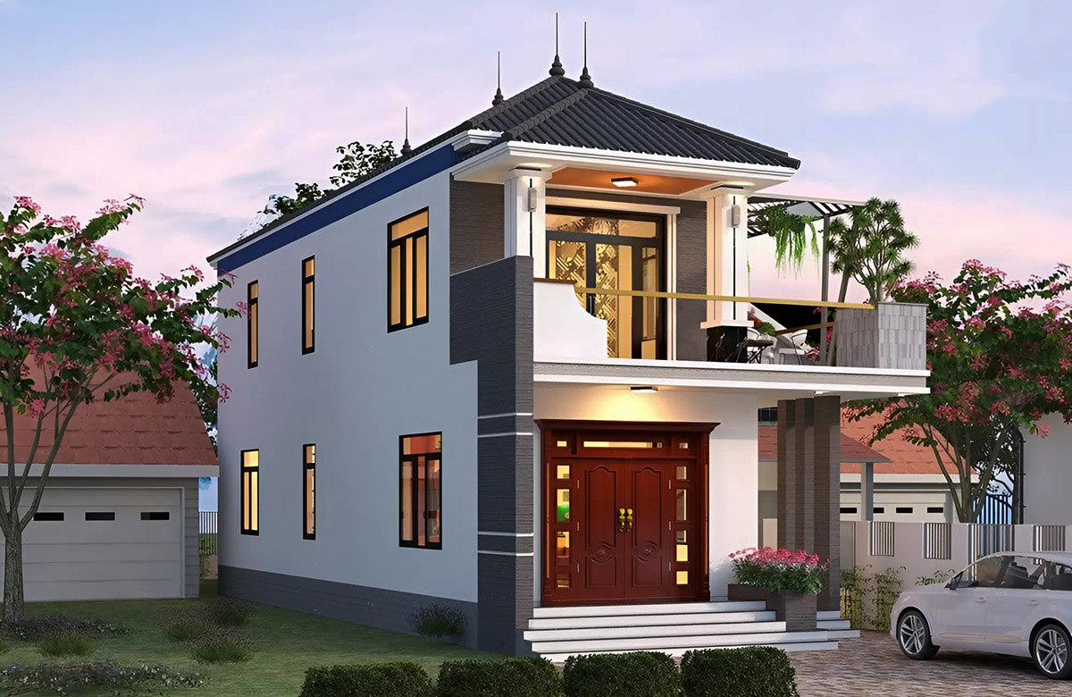 Một mẫu nhà 2 tầng mái Nhật đẹp sang trọng Một mẫu nhà 2 tầng mái Nhật đẹp sang trọng