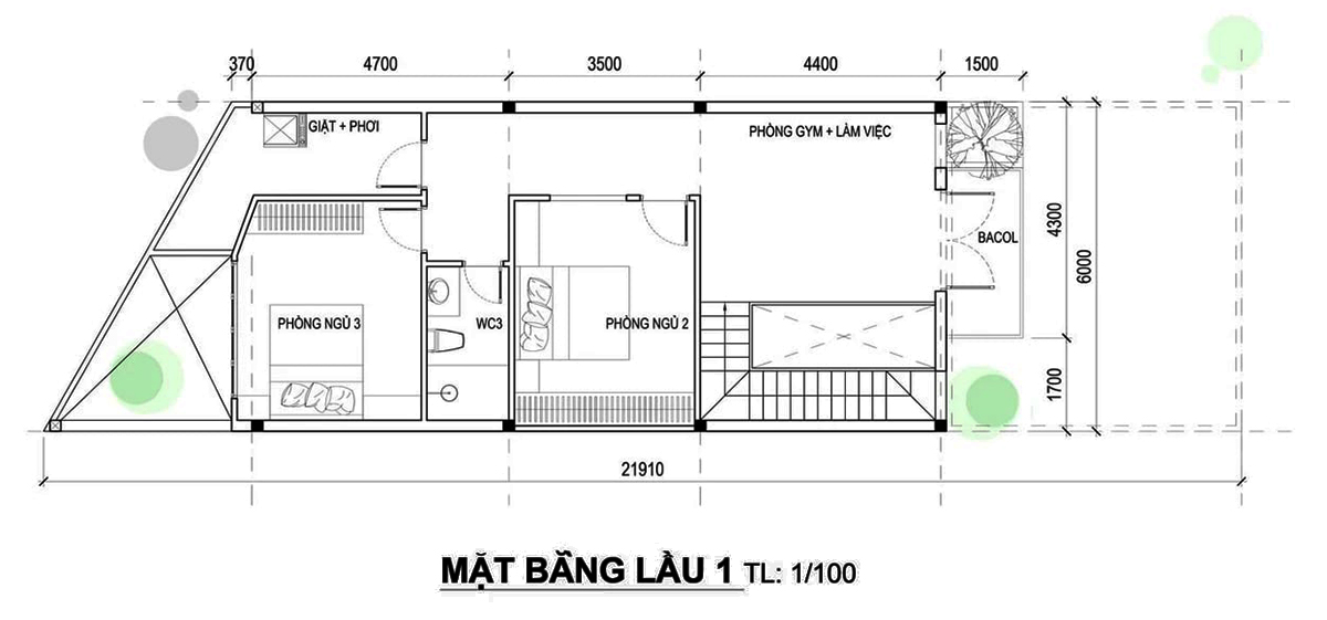 Mặt bằng công năng sử dụng của tầng lầu ngôi nhà 2 tầng này Mặt bằng công năng sử dụng của tầng lầu ngôi nhà 2 tầng này