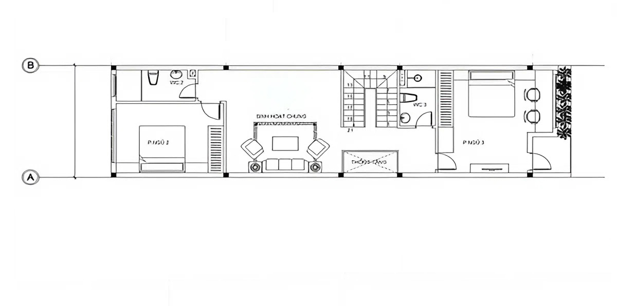 Mặt bằng bố trí công năng tầng 1 của ngôi nhà 2 tầng Mặt bằng bố trí công năng tầng 1 của ngôi nhà 2 tầng