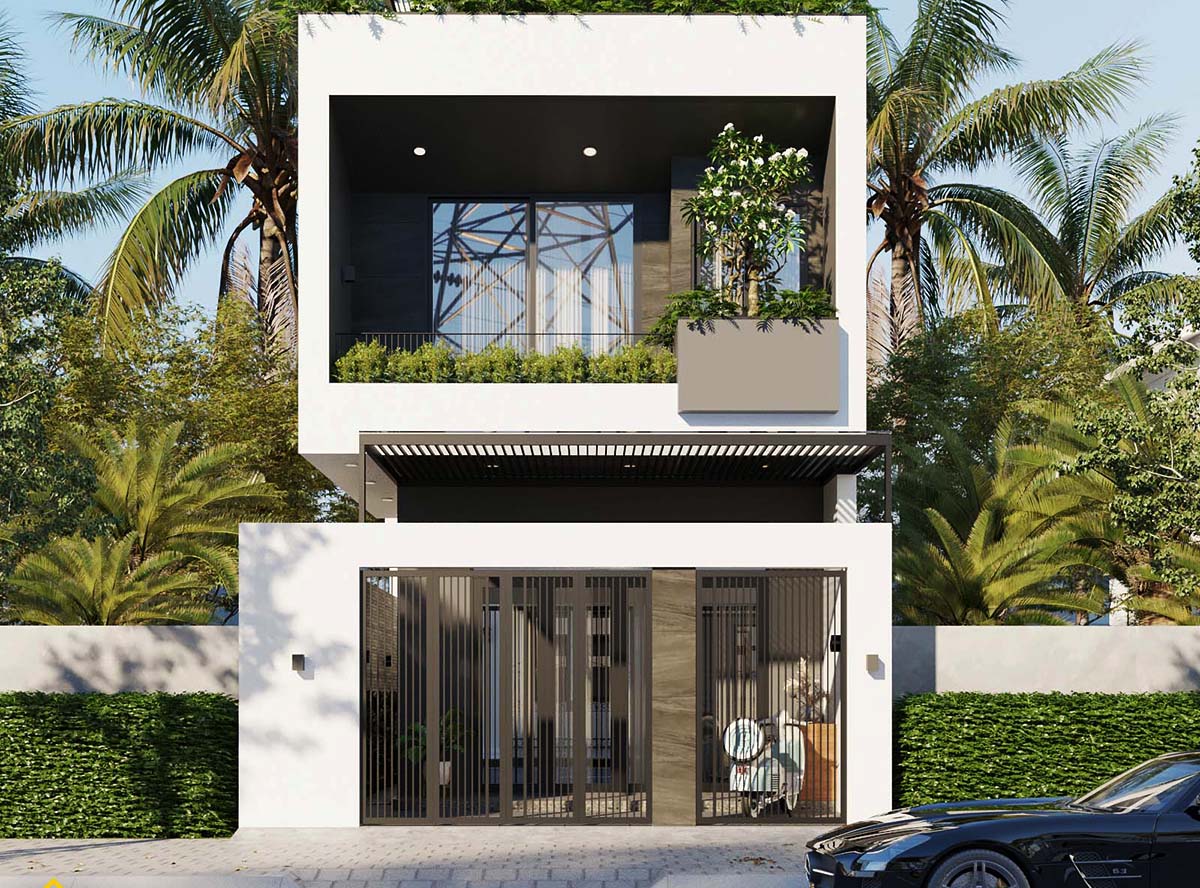 Một ngôi nhà 2 tầng có tầng tum sang trọng với không gian xanh Một ngôi nhà 2 tầng có tầng tum sang trọng với không gian xanh