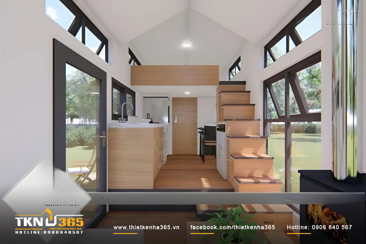 Thiết kế nhà nhỏ 15m2 không gian mở kết hợp đồ nội thất thông minh