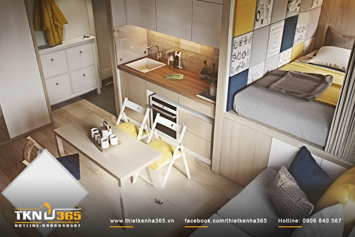 Thiết kế nhà nhỏ đẹp 15m2 nội thất thông minh tiết kiệm diện tích