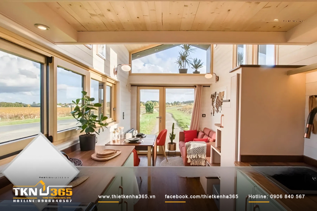 Nhà đẹp 15m2 phòng bếp nối liền phòng khách