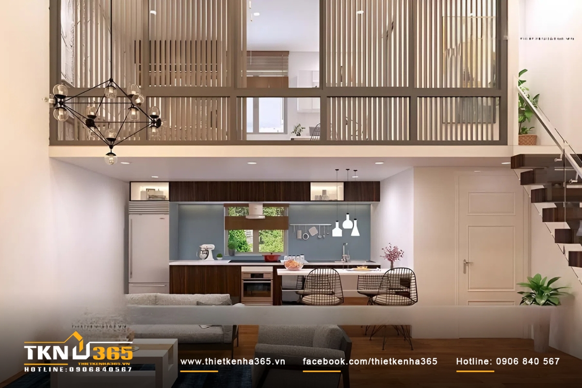 Mẫu nhà đẹp 15m2 gác lửng sang trọng