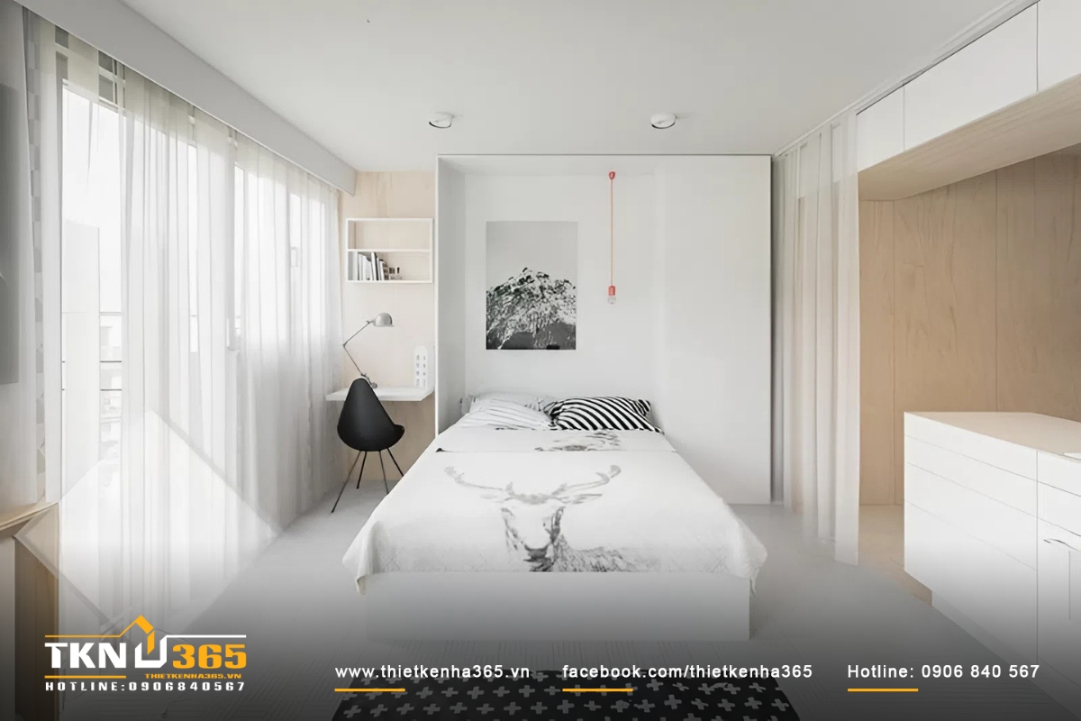 Thiết kế ph&ograve;ng ngủ th&ocirc;ng minh cho nh&agrave; nhỏ 24m2