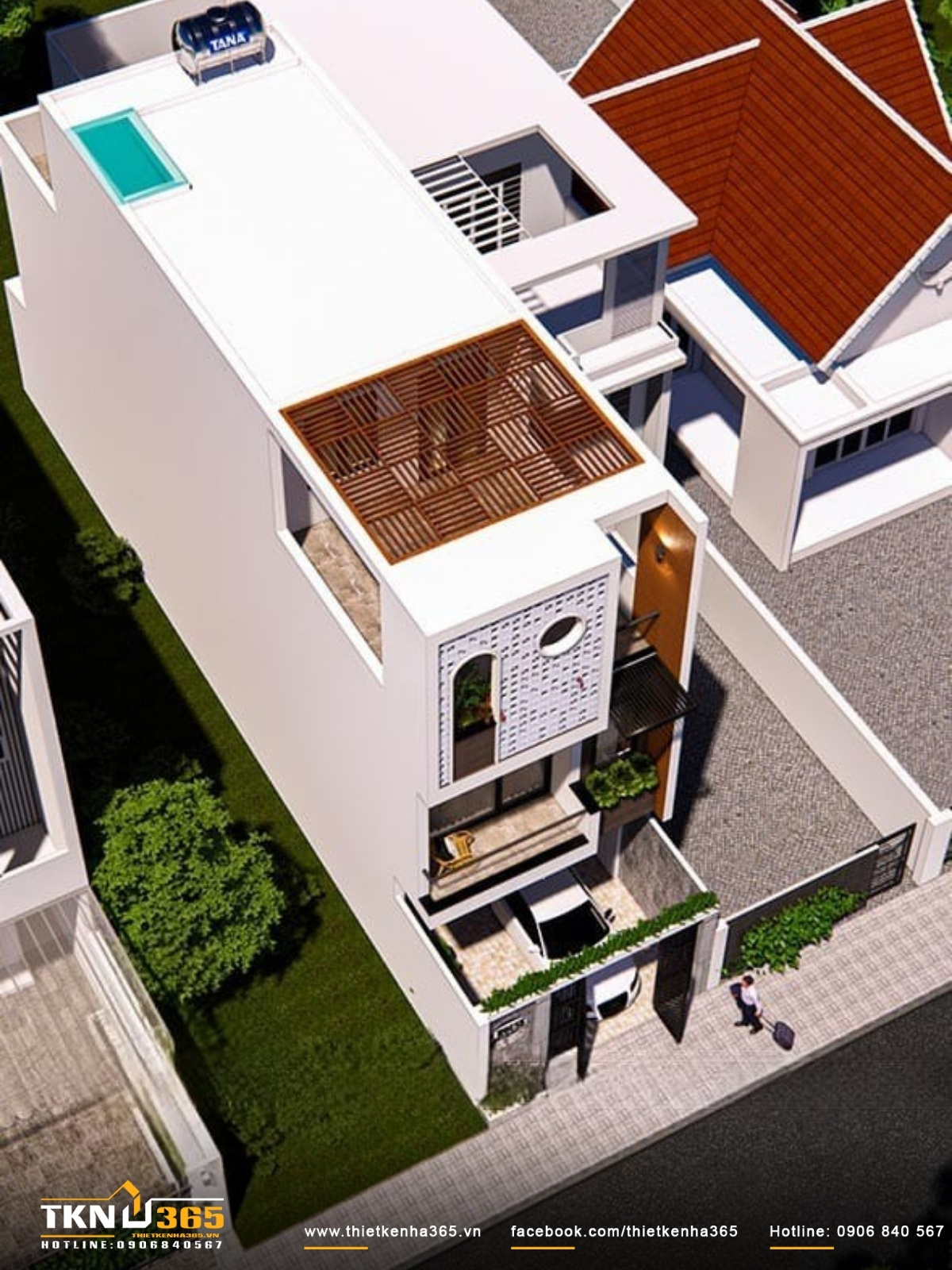 thiết kế nh&agrave; phố 3 tầng 5x21m cho anh Quyền tại T&acirc;y Ninh