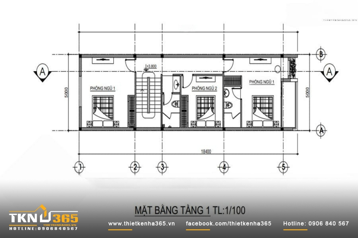 thiết kế nh&agrave; phố 3 tầng 5x21m cho anh Quyền tại T&acirc;y Ninh