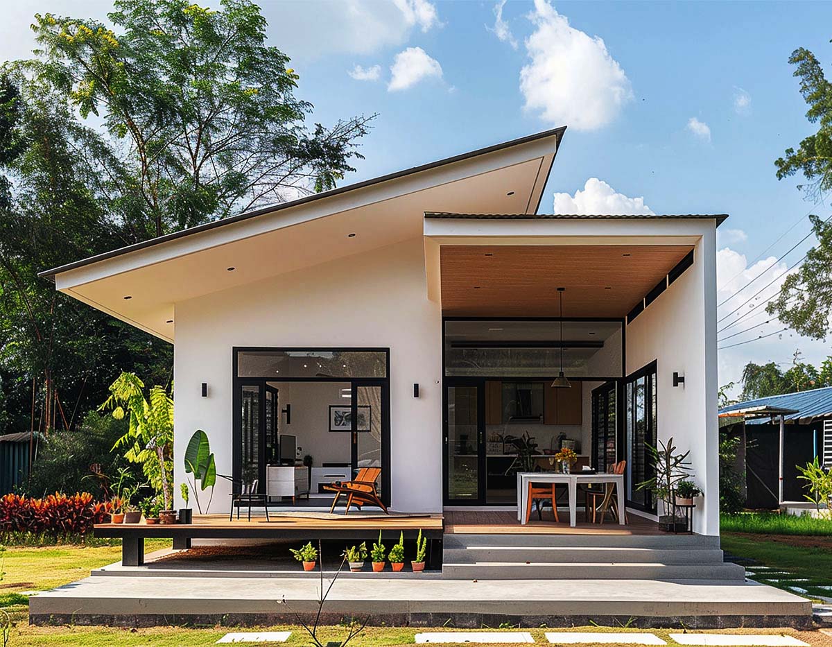 Mẫu thiết kế nhà 1 tầng 3 phòng ngủ 80m2 với phong cách tối giản Mẫu thiết kế nhà 1 tầng 3 phòng ngủ 80m2 với phong cách tối giản