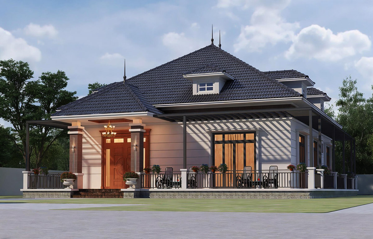 Mẫu nhà 1 tầng 3 phòng ngủ 80m2 được thiết kế theo phong cách hiện đại Mẫu nhà 1 tầng 3 phòng ngủ 80m2 được thiết kế theo phong cách hiện đại