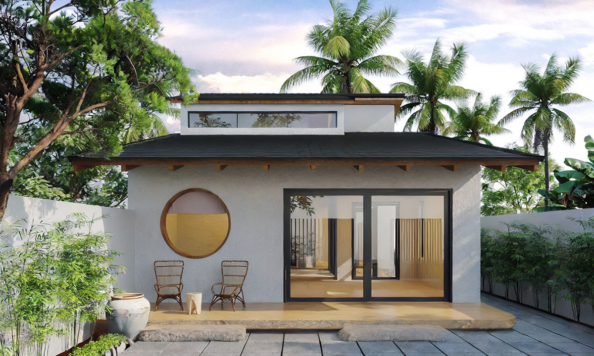 Phong cách có sự kết hợp của cây cỏ, nước và các loại vật liệu gần gũi, mộc mạc