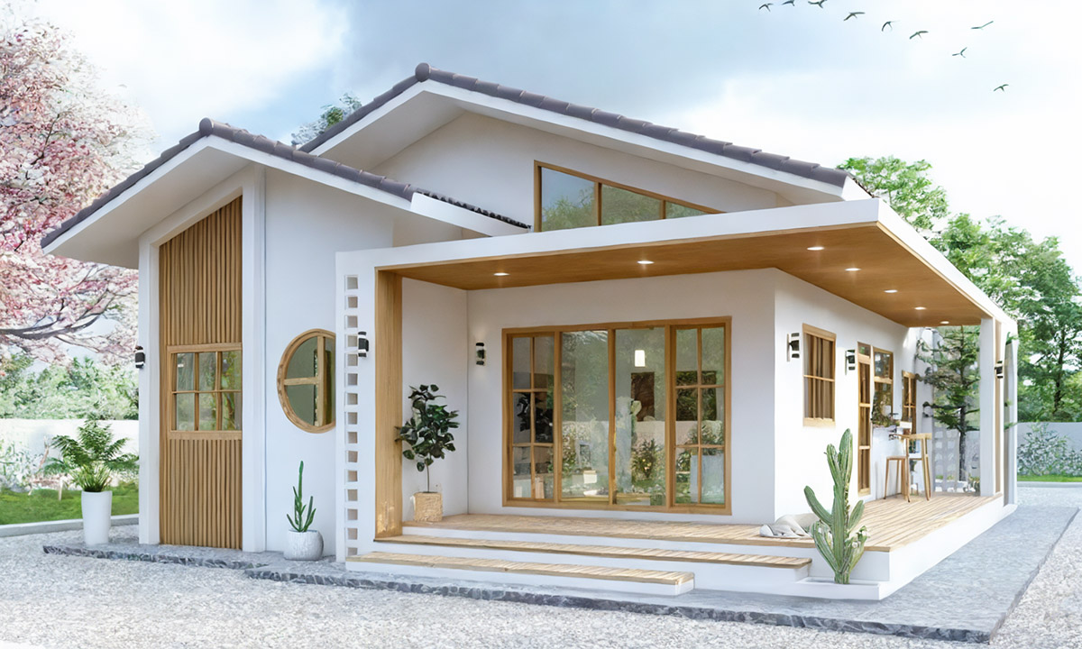 Ngôi nhà với lớp nền gỗ, đơn giản, kín đáo mà vẫn phô được những nét đẹp tinh tế