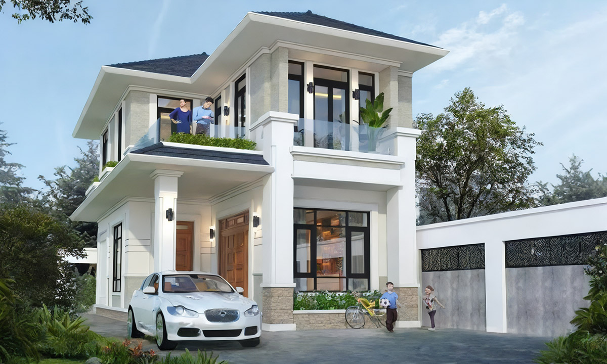 Mẫu nhà kiểu Nhật 2 tầng, 3 phòng ngủ
