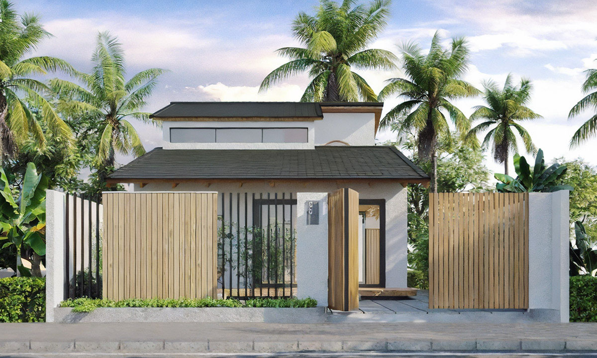 Khung gỗ tự nhiên, mái nhà lợp ngói đặc trưng