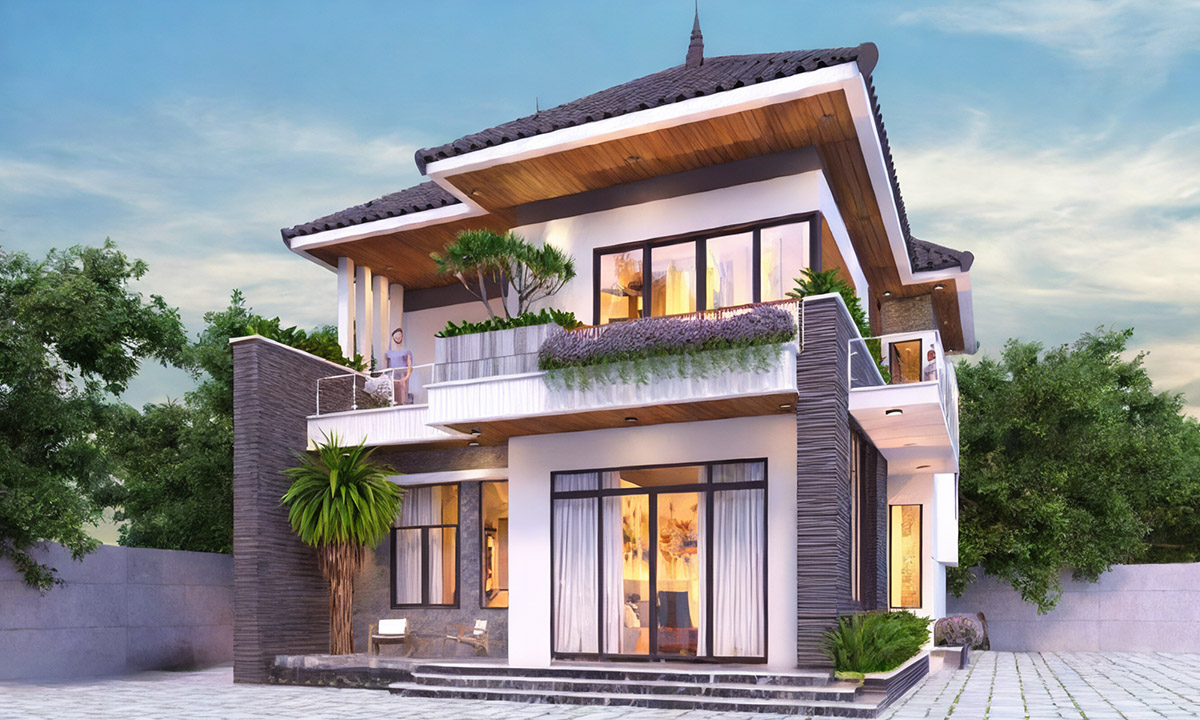 Sự kết hợp với chất liệu kính tạo không gian sống tiện nghi, thông thoáng