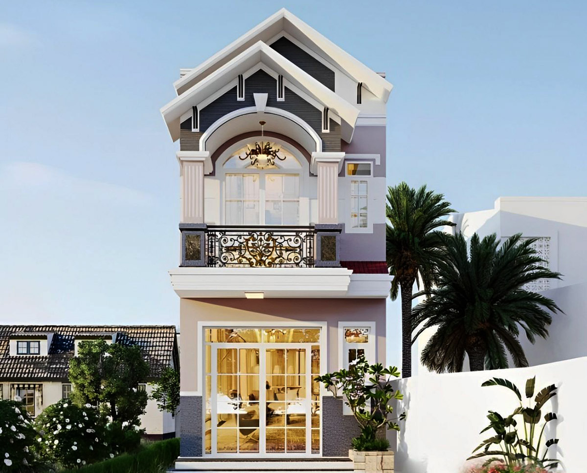 Mẫu nhà 2 tầng mặt tiền 5m đẹp hiện đại