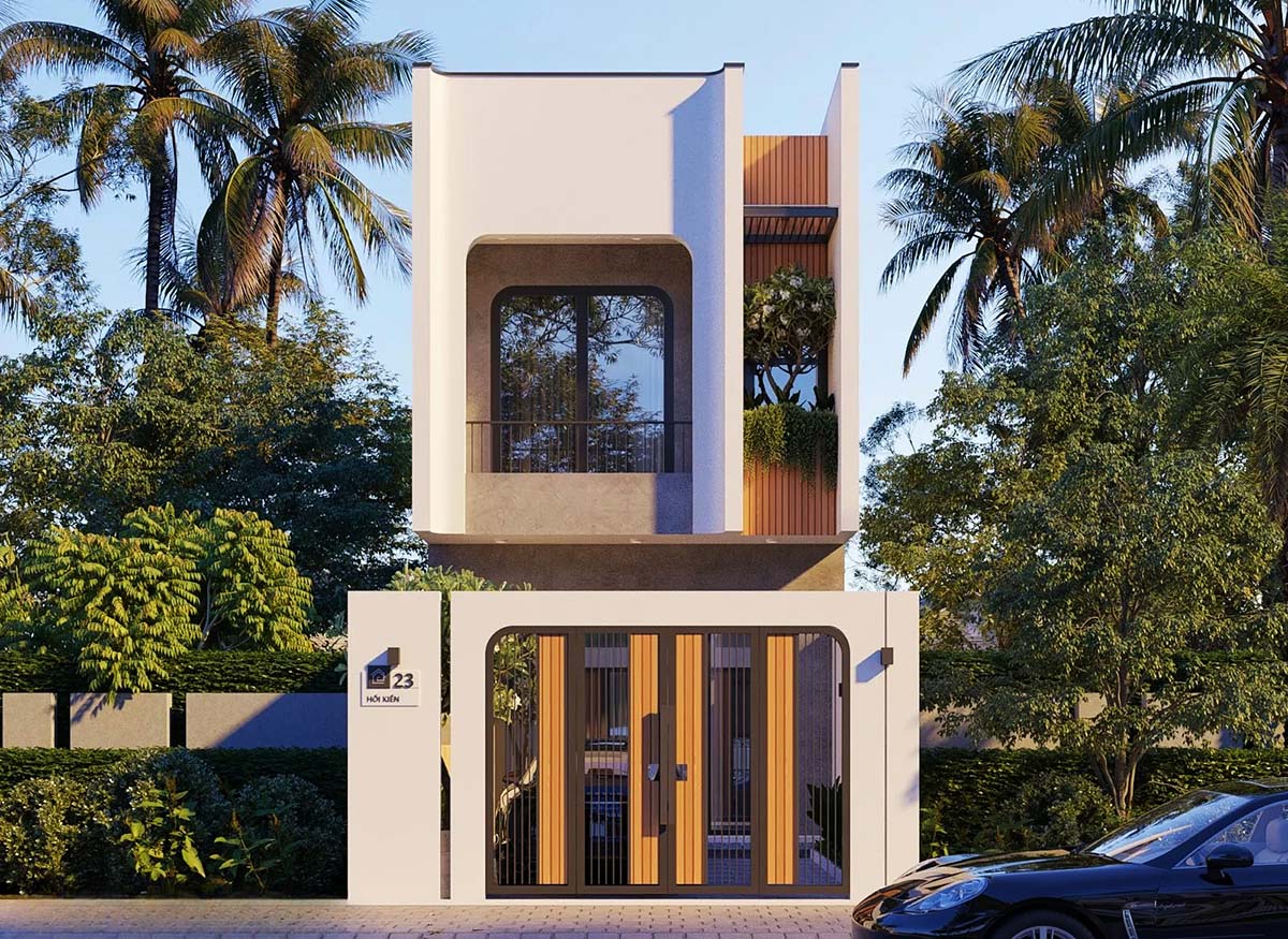 Nhà ống 2 tầng mái thái mặt tiền 5m có chiều sâu dài nên hạn chế ánh sáng