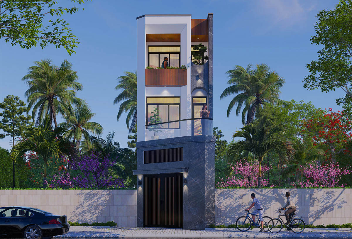 Mẫu nhà ống 3 tầng 4x12m đơn giản, hiện đại