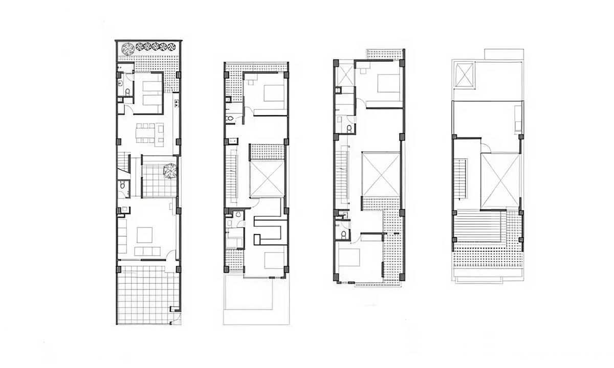 Mặt bằng công năng của ngôi nhà 3 tầng có sân thượng
