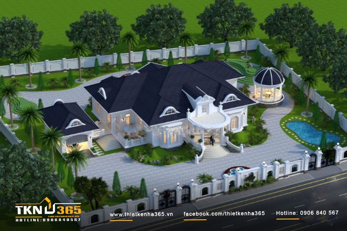 Thiết kế sân vườn biệt thự rộng rãi từ 120m² trở lên