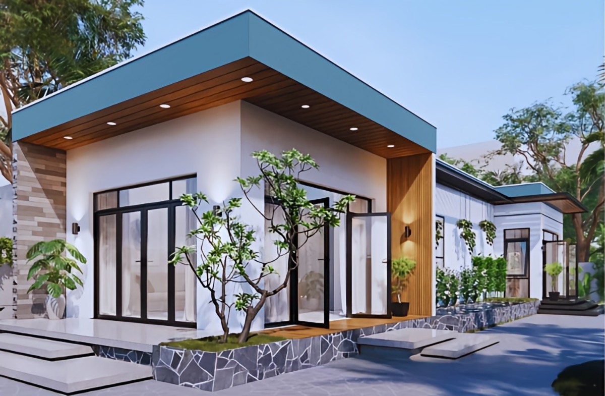 Thiết kế nhà 1 tầng 3 phòng ngủ 5x20 đẹp độc đáo