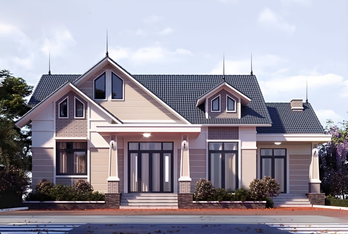 Mẫu nhà 1 tầng 3 phòng ngủ đơn giản, nhấn mạnh vào công năng