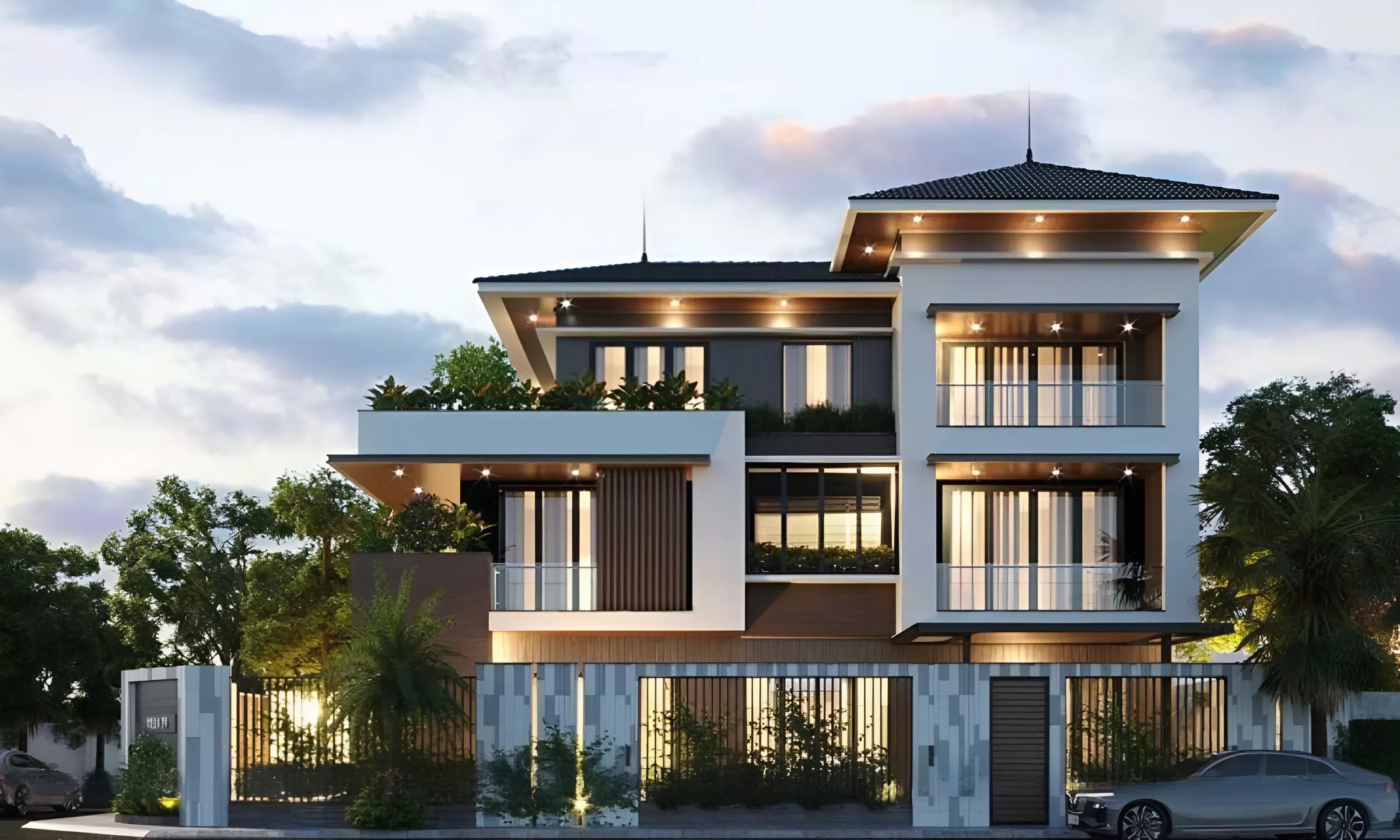 Thiết kế nhà biệt thự truyền thống và sang trọng kết hợp với sự hiện đại.

