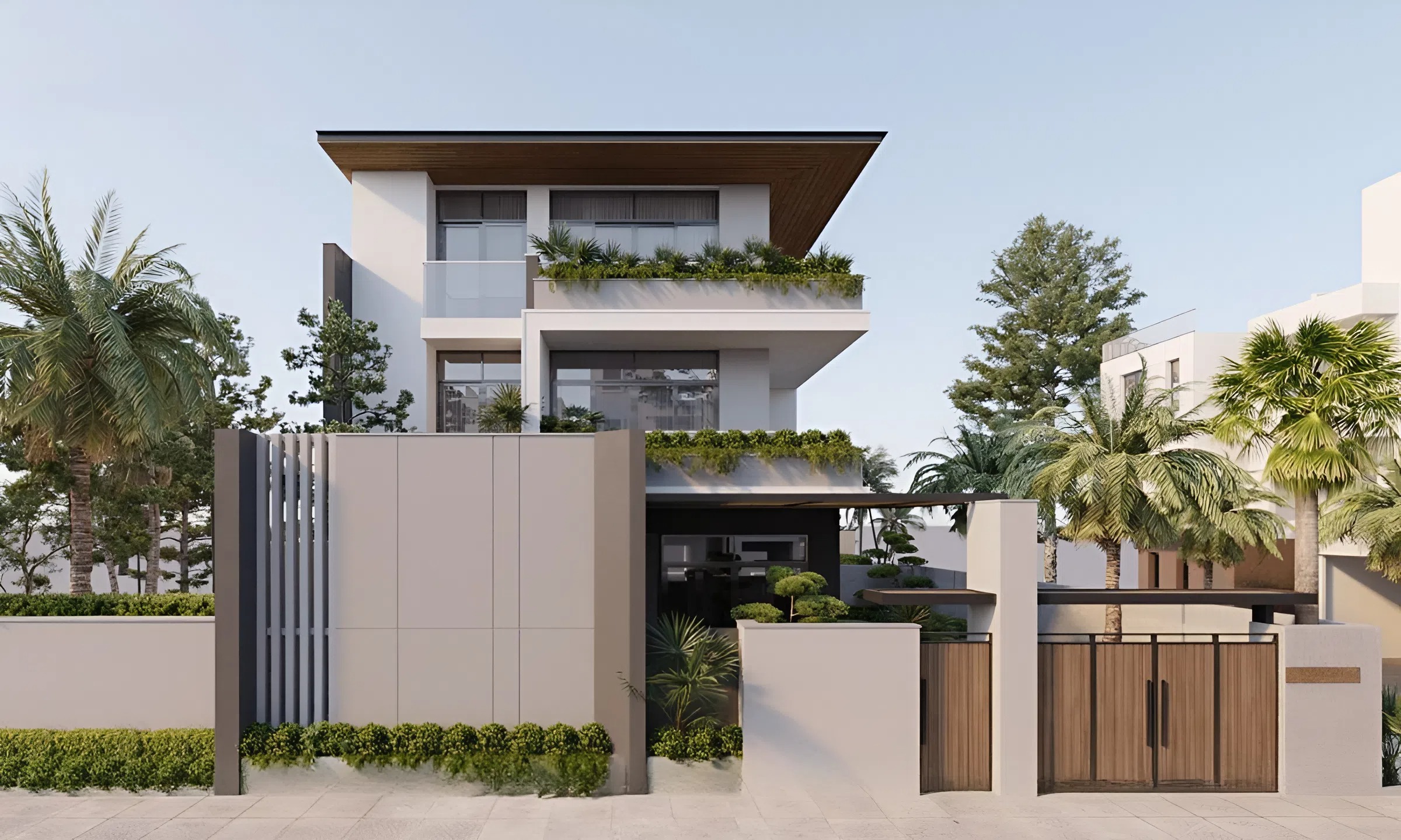 Mẫu thiết kế thiết kế nhà 120m2 chuyên nghiệp nhà 2 mặt tiền có thêm cây xanh đem ngôi nhà gần với thiên nhiên hơn
