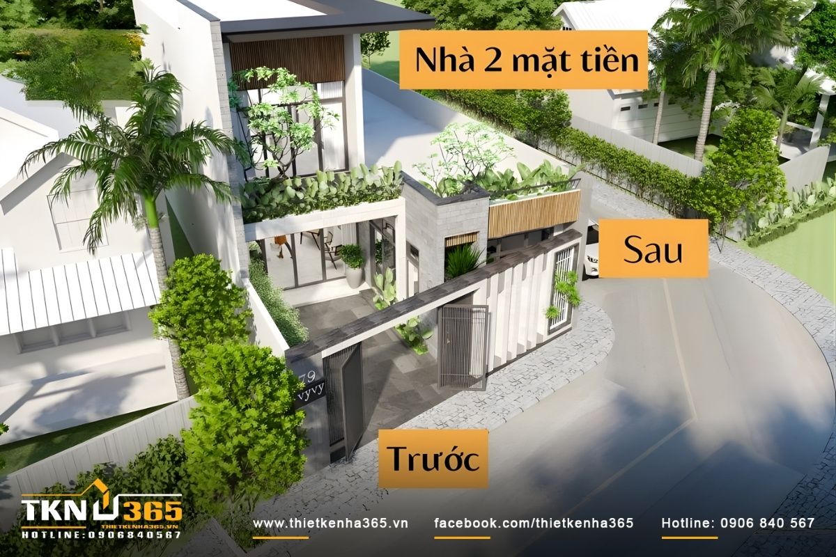 Nh&agrave; 2 mặt tiền trước v&agrave; sau 