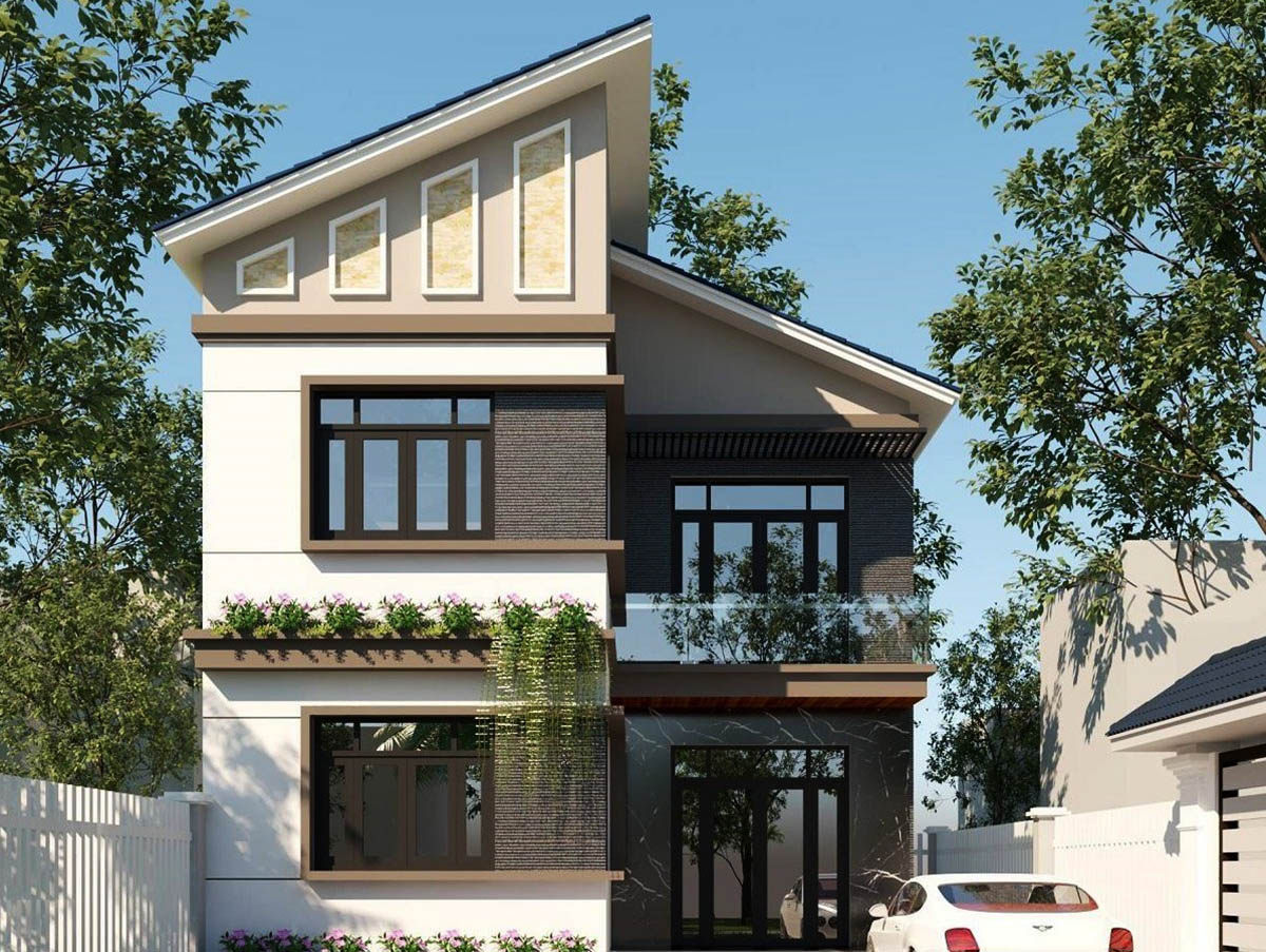 Mẫu nhà mái lệch khác lạ, độc đáo có giá 400 triệu Mẫu nhà mái lệch khác lạ, độc đáo có giá 400 triệu