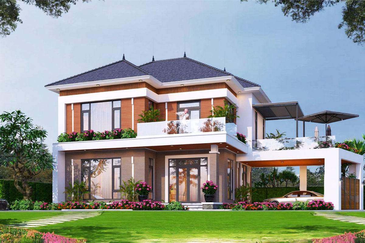 Mẫu nhà 2 tầng đẳng cấp giá khoảng 400 triệu với vườn cỏ xanh mướt Mẫu nhà 2 tầng đẳng cấp giá khoảng 400 triệu với vườn cỏ xanh mướt