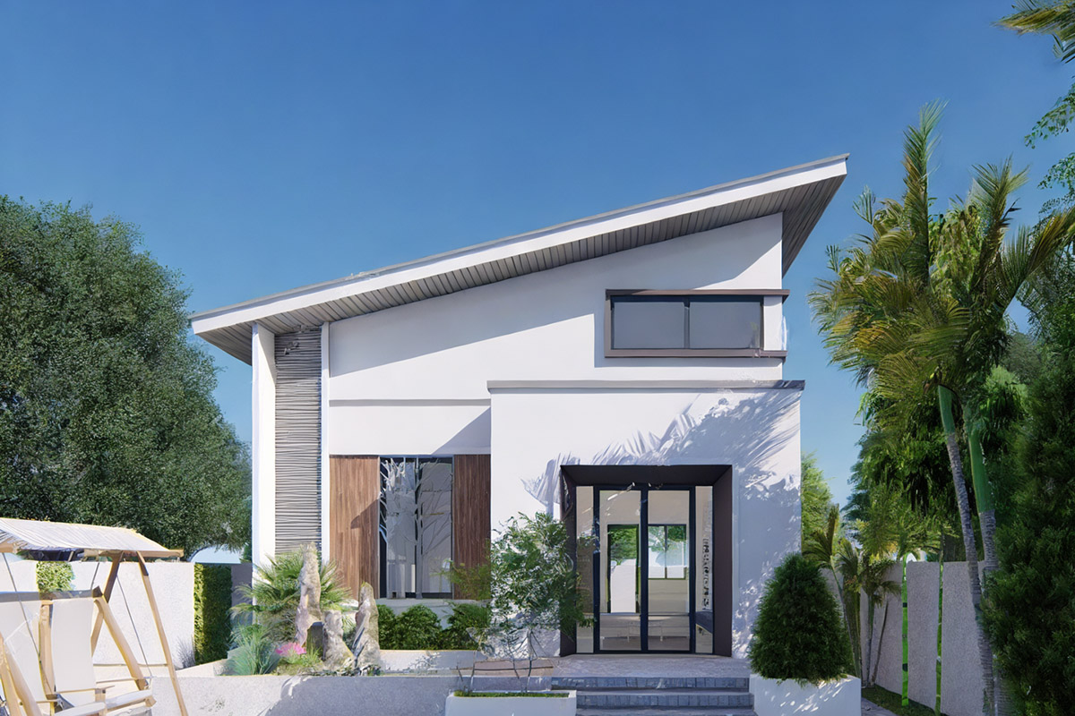 Mẫu nhà 30m2 1 tầng gam trắng chủ đạo.