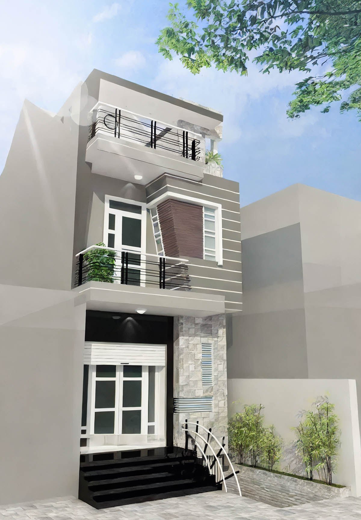 Mẫu thiết kế nhà 30m2 2 tầng có ngoại thất ấn tượng