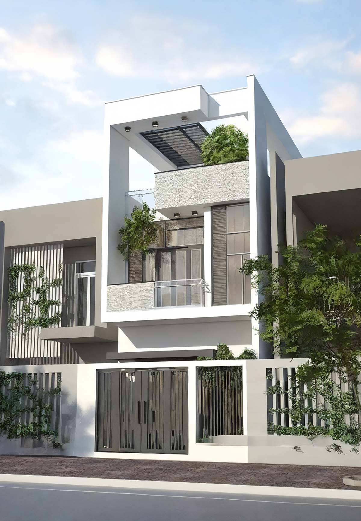 Thiết kế nhà ống 2 tầng 30m2 có ban công thoáng 