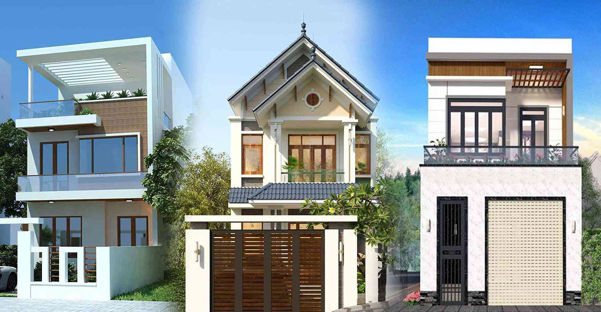 Một số mẫu thiết kế mặt tiền nhà ống 2 tầng 30m2. 