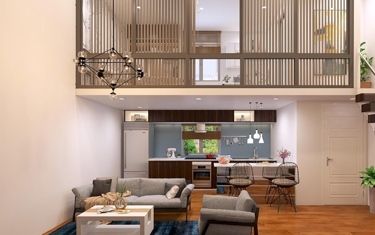 Thiết kế nhà 30m2 2 tầng với các không gian chức năng được thiết kế hợp lý, khoa học. 