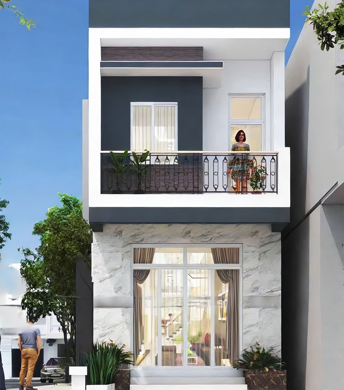 Kiểu nhà 30m2 xây 2 tầng 2 phòng ngủ (