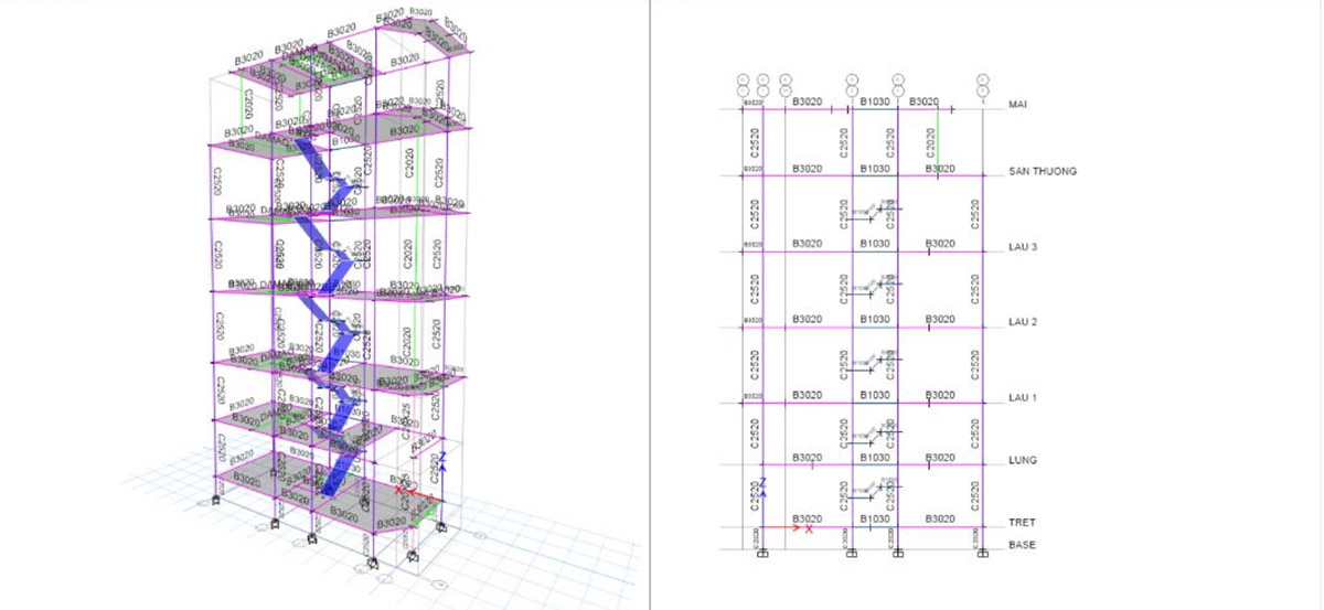 Bản vẽ thiết kế nhà phố 4x10m có tầng lửng với 7 phòng ngủ