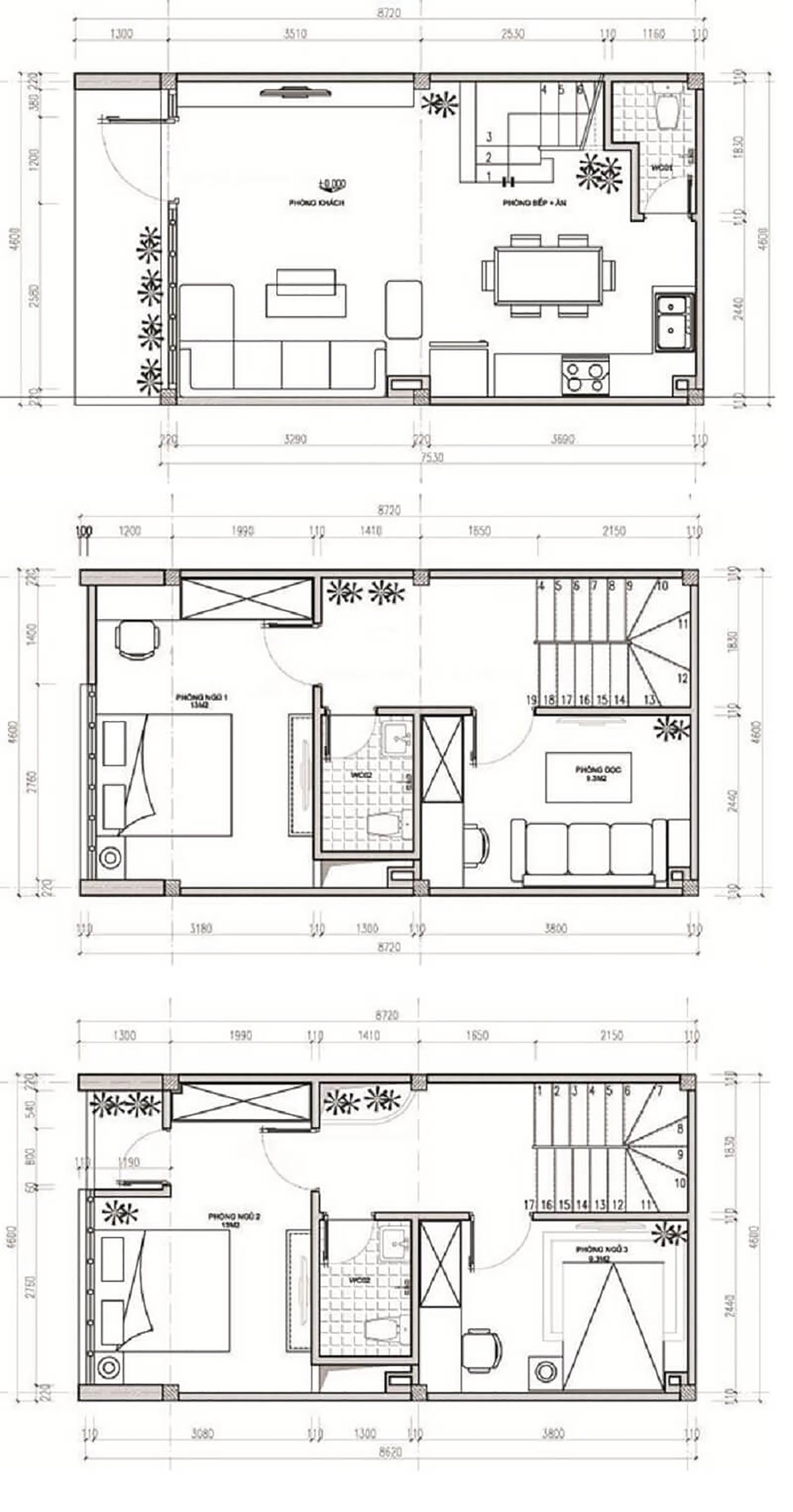 Bản vẽ công năng của mẫu thiết kế nhà 4x10 m